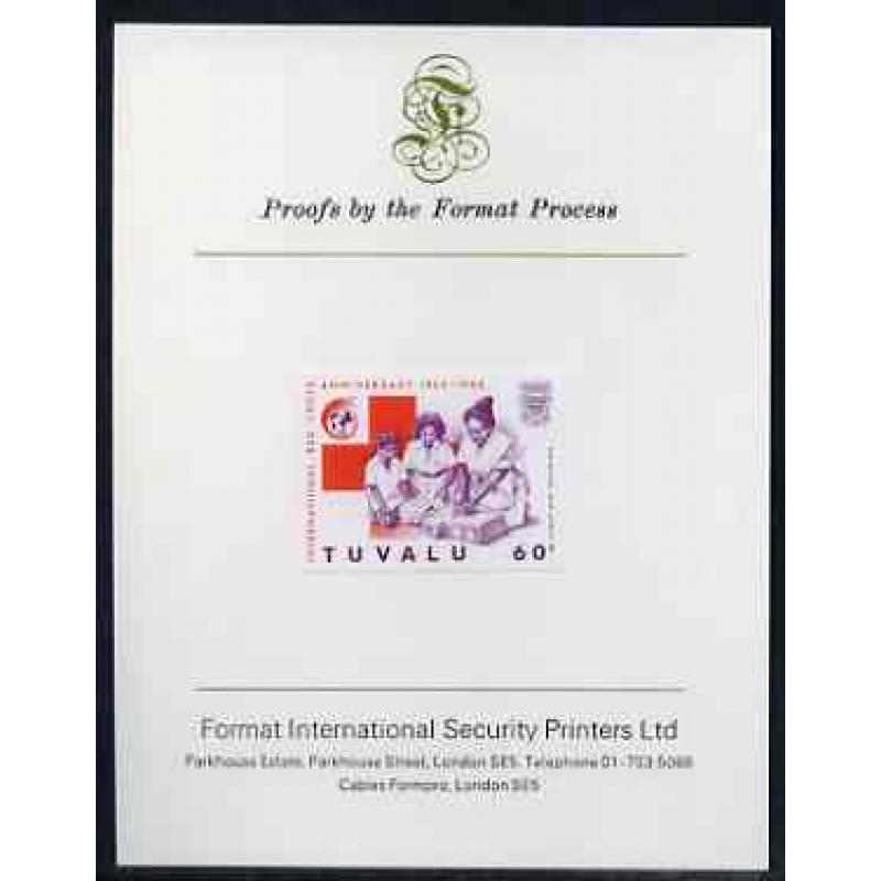 Tuvalu 1988 RED CROSS 60c imperf on FORMAT INTERNATIONAL PROOF CARD