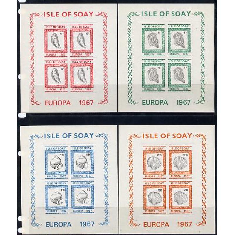 Soay 1967 EUROPA - SHELLS  set of 4 in sheetlets of 4 mnh