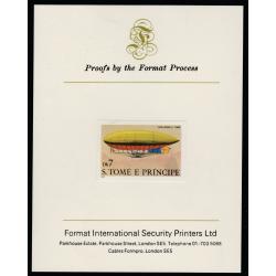 St Thomas & Prince 1980 AIRSHIPS  7Db  imperf on FORMAT INTERNATIONAL PROOF CARD