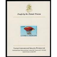 St Thomas & Prince 1980 AIRSHIPS  0.5Db  imperf on FORMAT INTERNATIONAL PROOF CARD