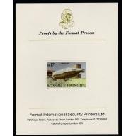 St Thomas & Prince 1980 AIRSHIPS  17Db  imperf on FORMAT INTERNATIONAL PROOF CARD