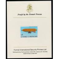 St Thomas & Prince 1980 AIRSHIPS  1Db  imperf on FORMAT INTERNATIONAL PROOF CARD