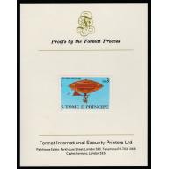 St Thomas & Prince 1980 AIRSHIPS  3Db  imperf on FORMAT INTERNATIONAL PROOF CARD
