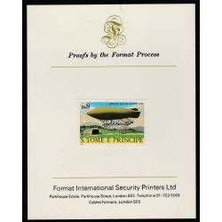 St Thomas & Prince 1980 AIRSHIPS  8Db  imperf on FORMAT INTERNATIONAL PROOF CARD