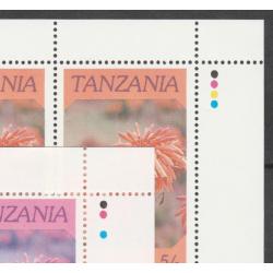 Tanzania 1986 FLOWERS - 5s ALOE with YELLOW OMITTED complete sheet of 8 mnh