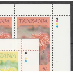 Tanzania 1986 FLOWERS - 5s ALOE with RED OMITTED complete sheet of 8 mnh