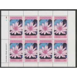 Tanzania 1986 FLOWERS - 30s NYMPHAEA with YELLOW OMITTED Complete sheet of 8
