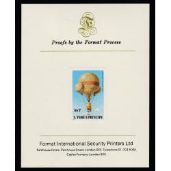 St Thomas & Prince 1980 BALLOONS 7Db  imperf on FORMAT INTERNATIONAL PROOF CARD