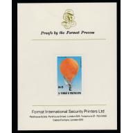 St Thomas & Prince 1980 BALLOONS 8Db  imperf on FORMAT INTERNATIONAL PROOF CARD
