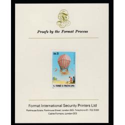 St Thomas & Prince 1980 BALLOONS 3Db  imperf on FORMAT INTERNATIONAL PROOF CARD