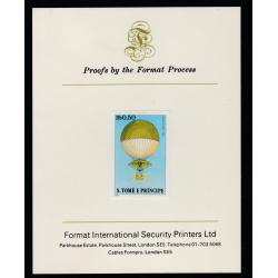 St Thomas & Prince 1980 BALLOONS 0.5Db  imperf on FORMAT INTERNATIONAL PROOF CARD