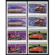 Ghana 1978 RAILWAYS set of 4 IMPERF PAIRS mnh
