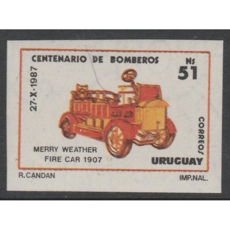 Uruguay 1988 FIRE SERVICE CENTENARY 51p PROOF Blue omitted