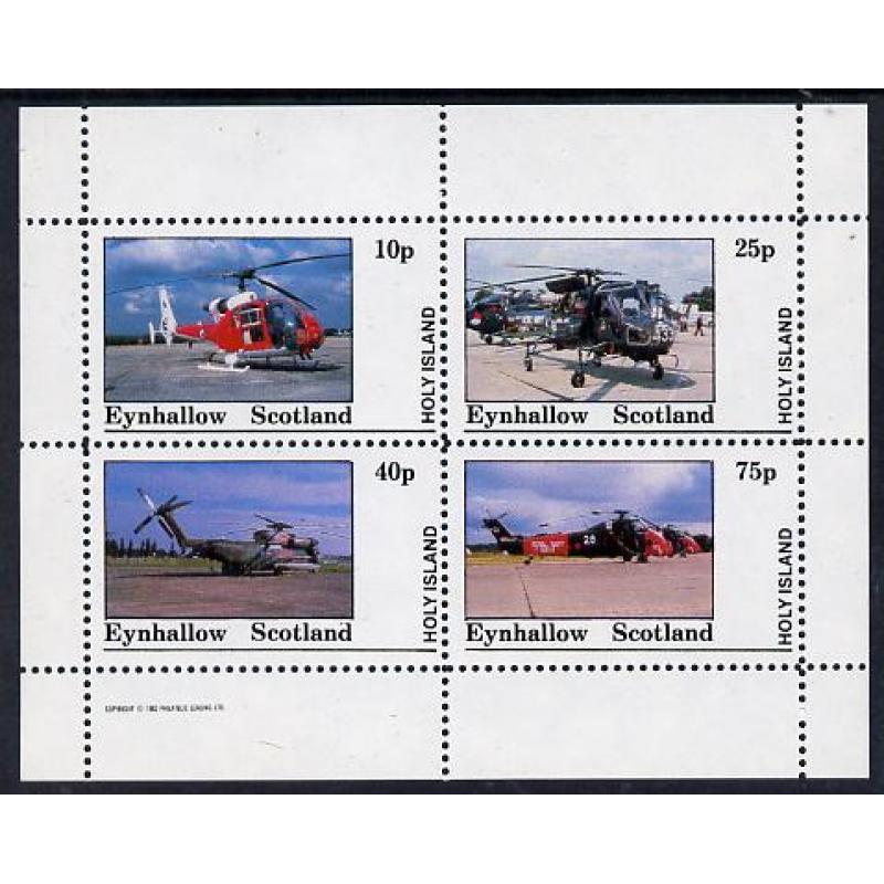 Eynhallow 1982 Helicopters perf set of 4 mnh