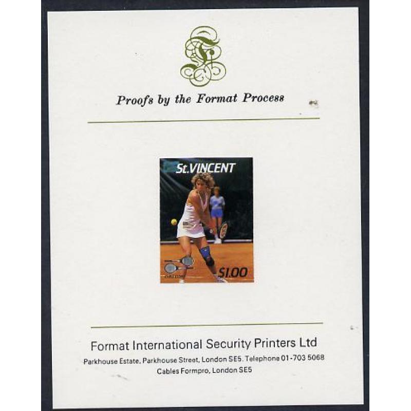St Vincent 1987 TENNIS - Chris Evert on FORMAT INTERNATIONAL PROOF CARD