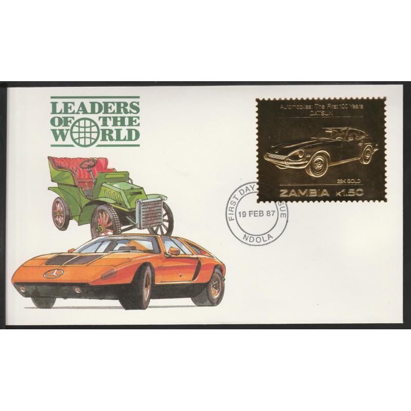 Zambia 1987 CLASSIC CARS in GOLD - DATSUN on First Day Cover