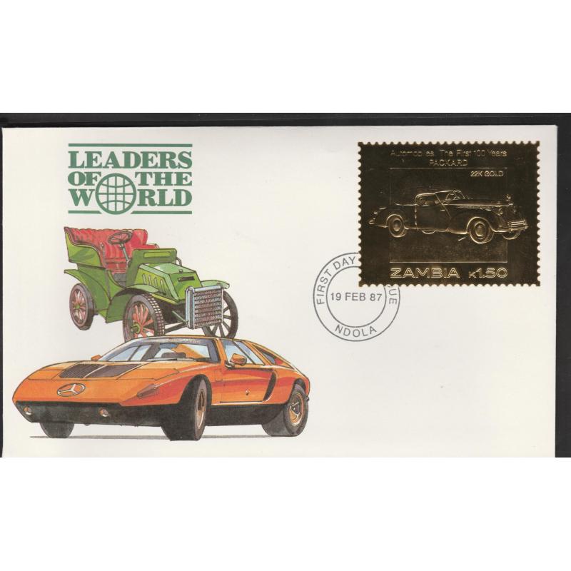 Zambia 1987 CLASSIC CARS in GOLD - PACKARD on First Day Cover