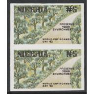 Nigeria 1993 WORLD ENVIRONMENT DAY 5n IMPERF PAIR mnh
