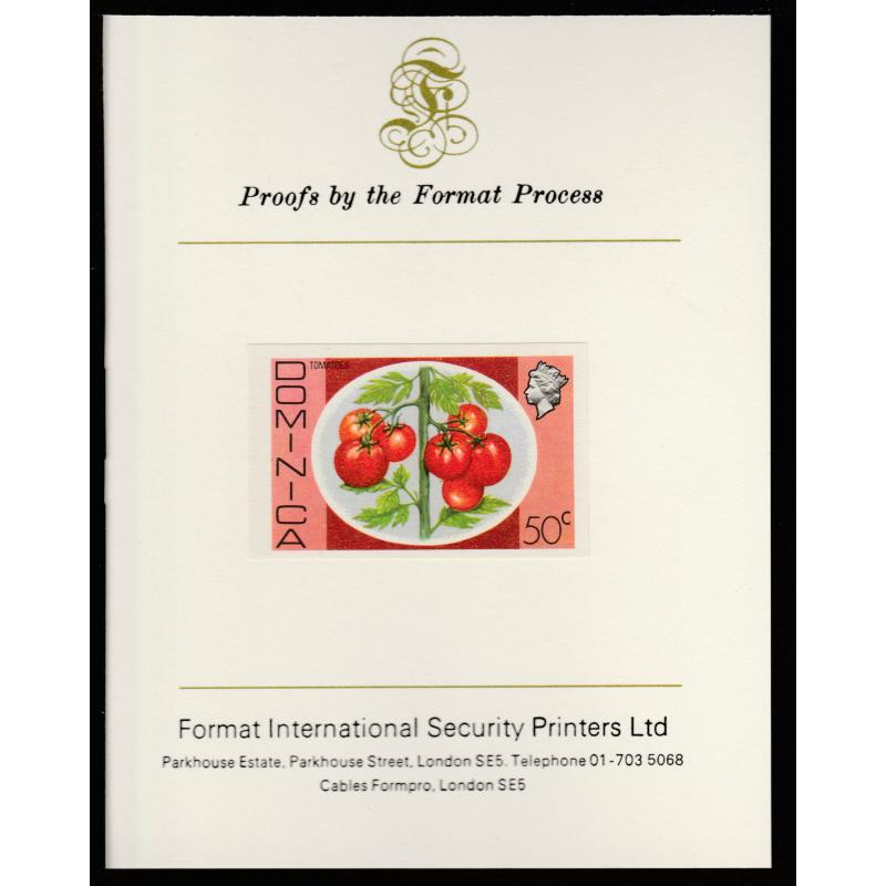 Dominica 1975 TOMATOES - imperf on FORMAT INTERNATIONAL PROOF CARD