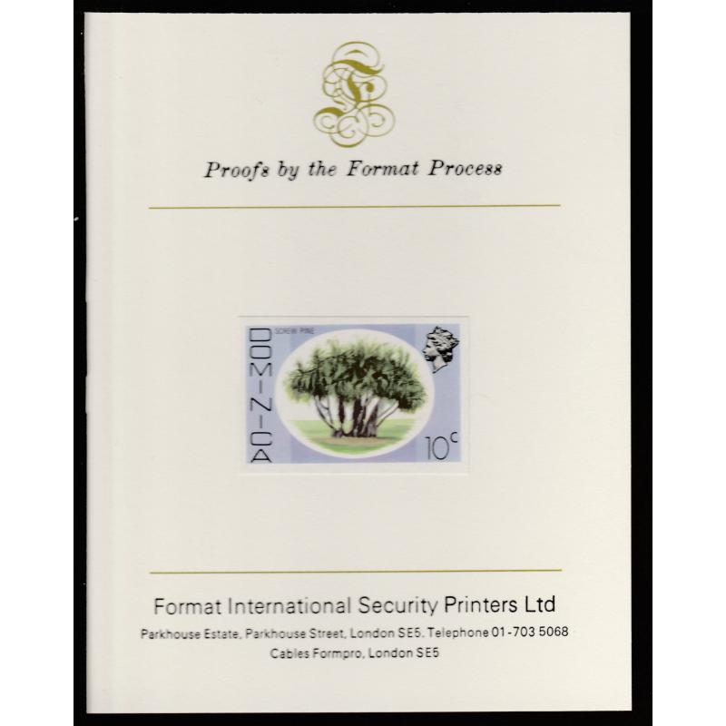 Dominica 1975 SCREW PINE TREE - imperf on FORMAT INTERNATIONAL PROOF CARD