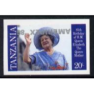 Tanzania 1986 QUEEN MOTHER - AMERIPEX OPT INVERTED mnh