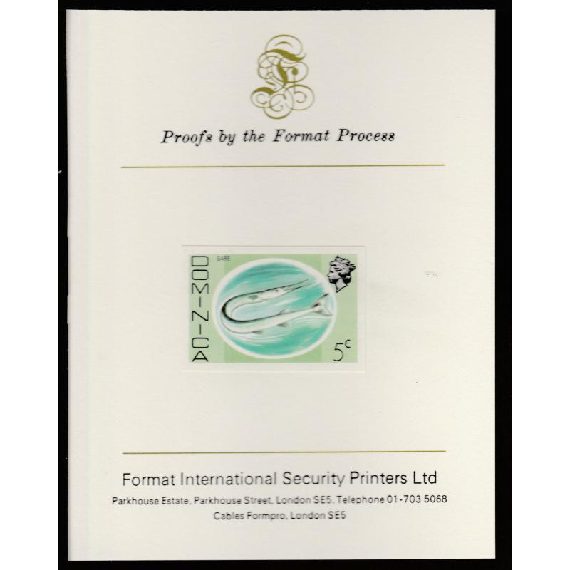 Dominica 1975 GARE FISH - imperf on FORMAT INTERNATIONAL PROOF CARD
