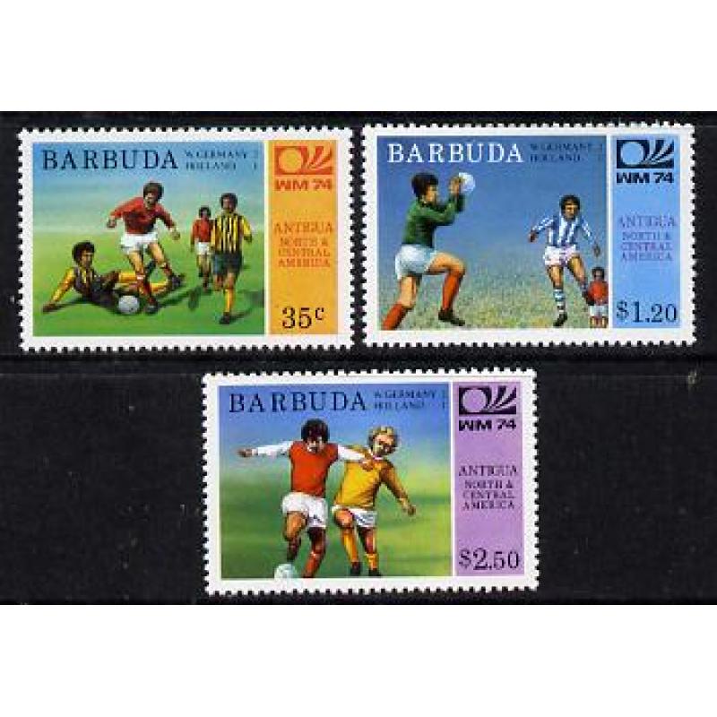 Barbuda 1974 WORLD CUP FOOTBALL WINNERS - PERF set of 3 UNISSUED