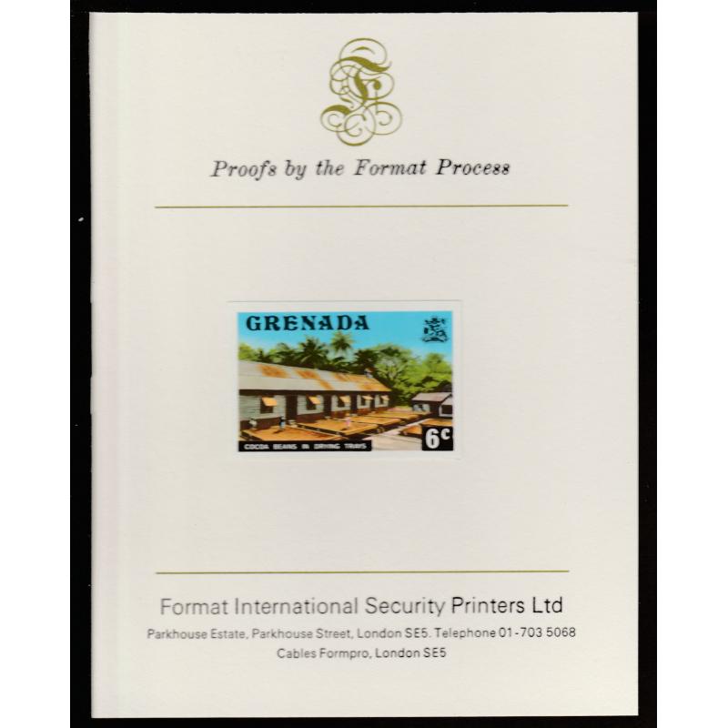 Grenada 1975  COCOA BEANS  mperf on FORMAT INTERNATIONAL PROOF CARD