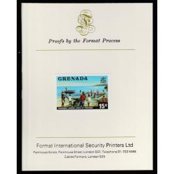 Grenada 1975  FISHERMEN  mperf on FORMAT INTERNATIONAL PROOF CARD