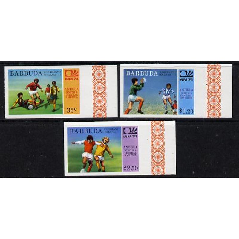 Barbuda 1974 WORLD CUP FOOTBALL WINNERS - IMPERF set of 3 UNISSUED