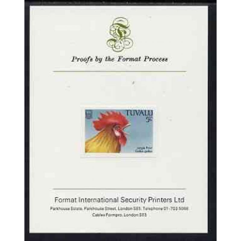 Tuvalu  1988 BIRDS - RED JUNGLE FOWL on FORMAT INT PROOF CARD