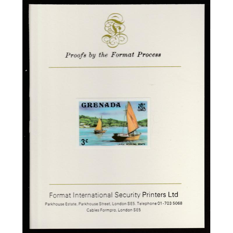 Grenada 1975  WORKING BOATS  mperf on FORMAT INTERNATIONAL PROOF CARD