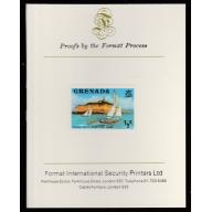 Grenada 1975  YACHTS  mperf on FORMAT INTERNATIONAL PROOF CARD