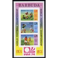 Barbuda 1974 WORLD CUP FOOTBALL WINNERS - IMPERF m/sheet UNISSUED