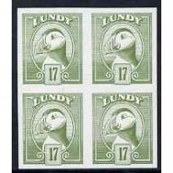 Lundy 1982 PUFFIN 17p IMPERF block of 4 mnh