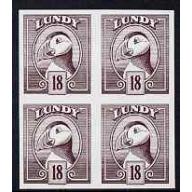 Lundy 1982 PUFFIN 18p IMPERF block of 4 mnh