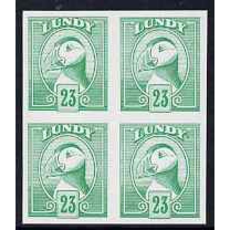 Lundy 1982 PUFFIN 23p IMPERF block of 4 mnh