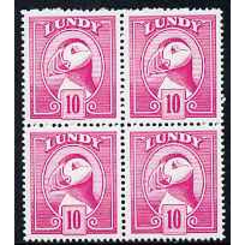 Lundy 1982 PUFFIN 10p COLOUR TRIAL  BLOCK OF 4 mnh