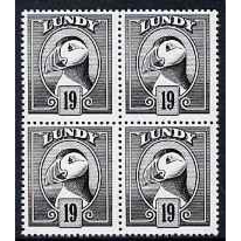 Lundy 1982 PUFFIN 19p COLOUR TRIAL  BLOCK OF 4 mnh