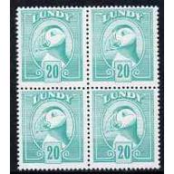 Lundy 1982 PUFFIN 20p COLOUR TRIAL  BLOCK OF 4 mnh