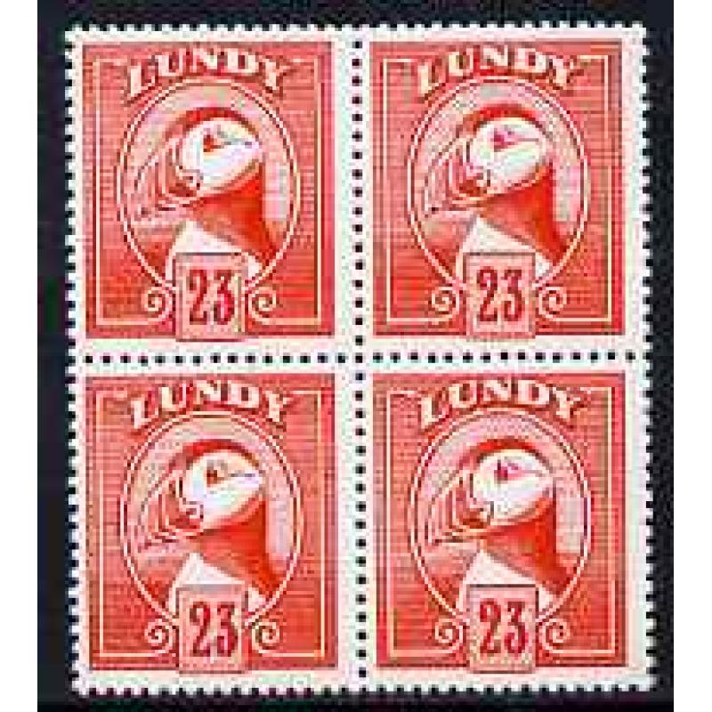 Lundy 1982 PUFFIN 23p COLOUR TRIAL  BLOCK OF 4 mnh