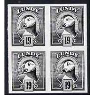 Lundy 1982 PUFFIN 19p IMPERF COLOUR TRIAL  BLOCK OF 4 mnh