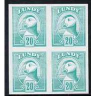 Lundy 1982 PUFFIN 20p IMPERF COLOUR TRIAL  BLOCK OF 4 mnh