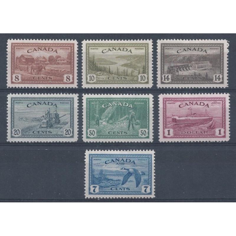 1946 Peace Re-conversion. SG 401-407 Mounted Mint