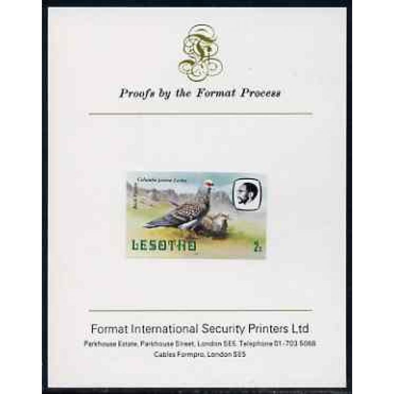 Lesotho 1982 BIRDS - ROCK PIGEON  on FORMAT INTERNATIONAL PROOF CARD