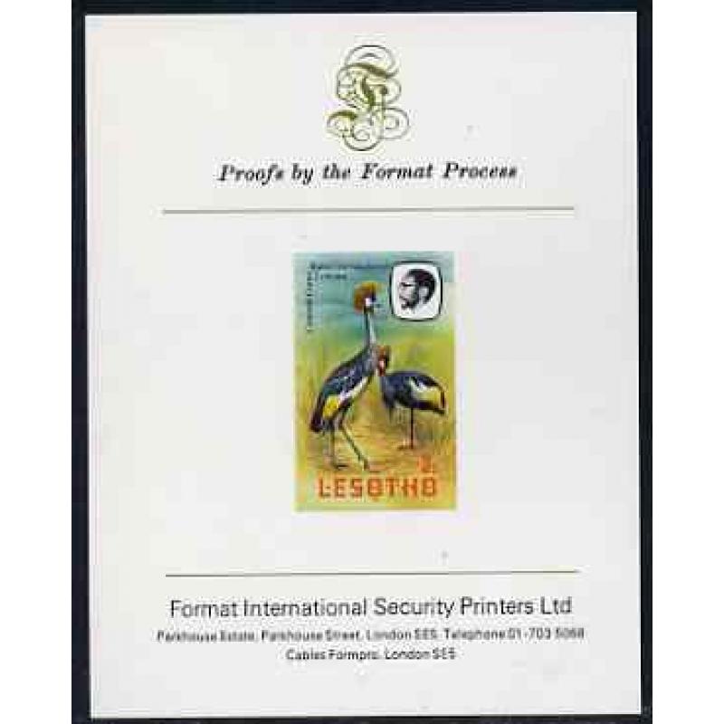 Lesotho 1982 BIRDS - CROWNED CRANE  on FORMAT INTERNATIONAL PROOF CARD