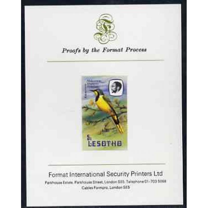 Lesotho 1982 BIRDS - SHRIKE  on FORMAT INTERNATIONAL PROOF CARD