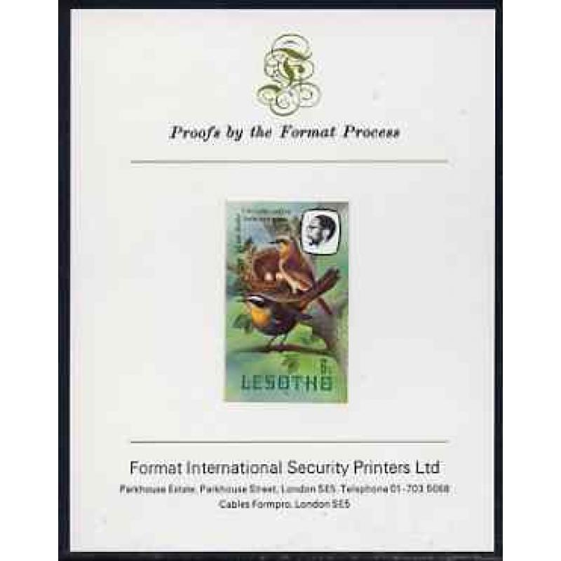 Lesotho 1982 BIRDS - CAPE ROBIN CHAT  on FORMAT INTERNATIONAL PROOF CARD