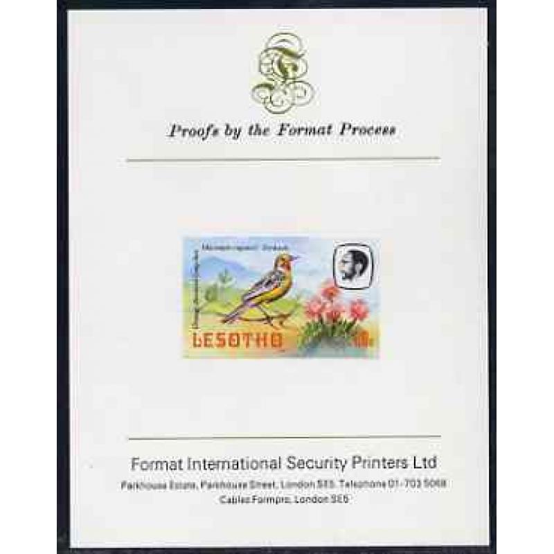 Lesotho 1982 BIRDS - CAPE LONGCLAW  on FORMAT INTERNATIONAL PROOF CARD