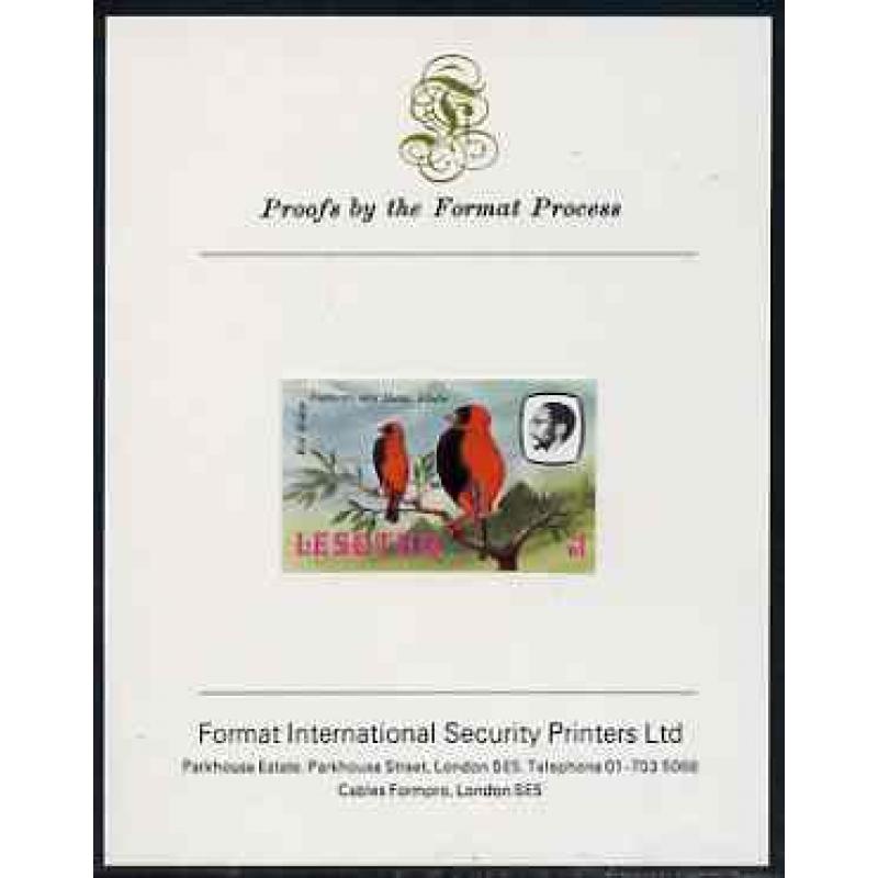 Lesotho 1982 BIRDS - RED BISHOP  on FORMAT INTERNATIONAL PROOF CARD